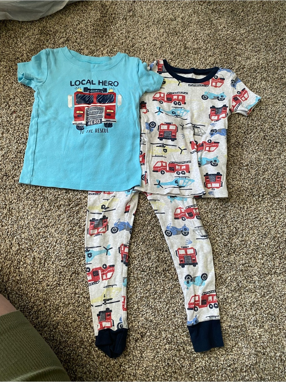 Toddler Fire Truck Pajama Set - Blue & Gray - 4T